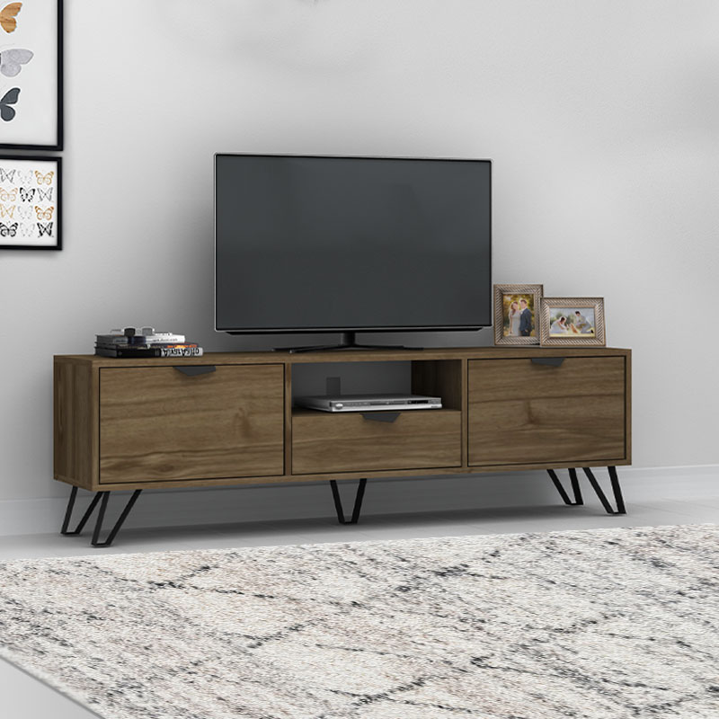 Έπιπλο τηλεόρασης Jasmine Megapap χρώμα καρυδί 170x35x50εκ.