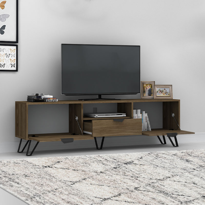 Έπιπλο τηλεόρασης Jasmine Megapap χρώμα καρυδί 170x35x50εκ.