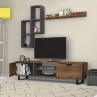 Σύνθεση τηλεόρασης Lonsa Megapap χρώμα καρυδί - ανθρακί 160x35x40εκ.