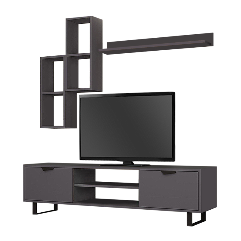 Σύνθεση τηλεόρασης Lonsa Megapap χρώμα ανθρακί 160x35x40εκ.