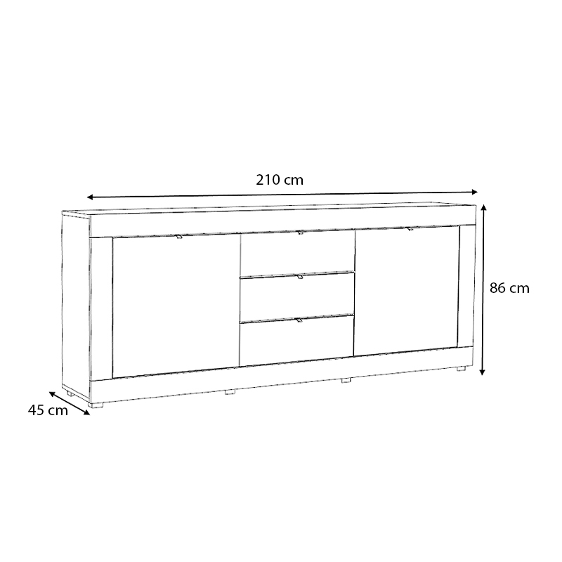Μπουφές Ocean Megapap χρώμα λευκό 210x45x86εκ.
