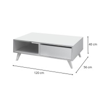 Τραπεζάκι σαλονιού Aster Megapap χρώμα λευκό 120x56x40εκ.