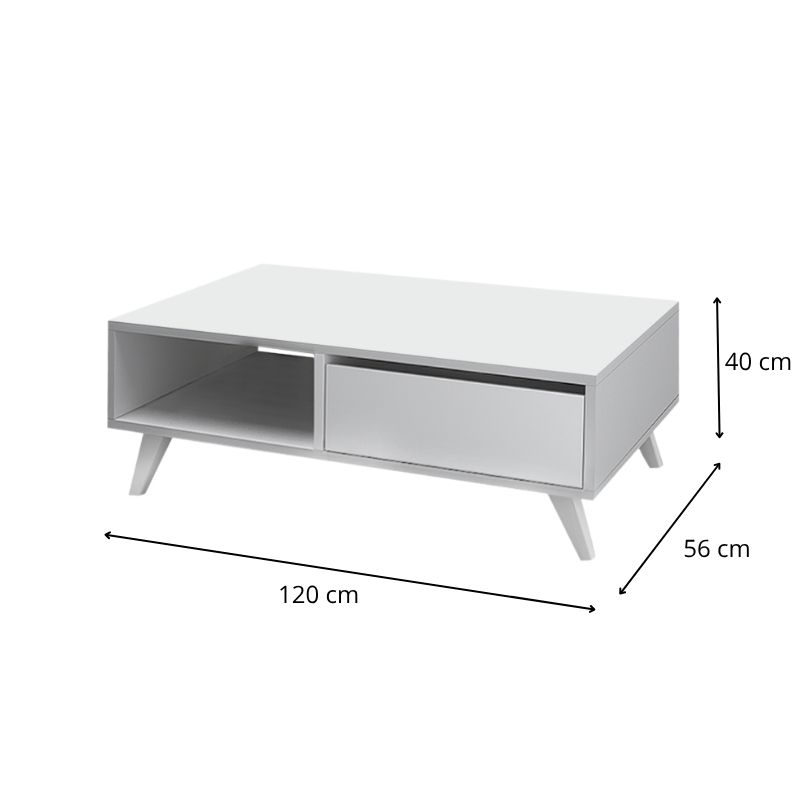 Τραπεζάκι σαλονιού Aster Megapap χρώμα λευκό 120x56x40εκ.