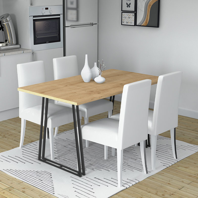 Τραπέζι Gable Megapap χρώμα φυσικό οξιάς - ανθρακί 140x80x76εκ.