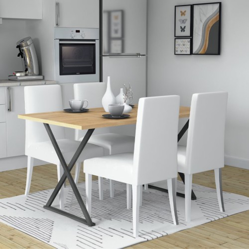Τραπέζι Bette Megapap χρώμα φυσικό οξιάς - ανθρακί 140x80x76εκ.