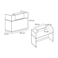 Γραφείο υποδοχής - reception Lemmon Megapap χρώμα φυσικό οξιάς 160x70x110εκ.