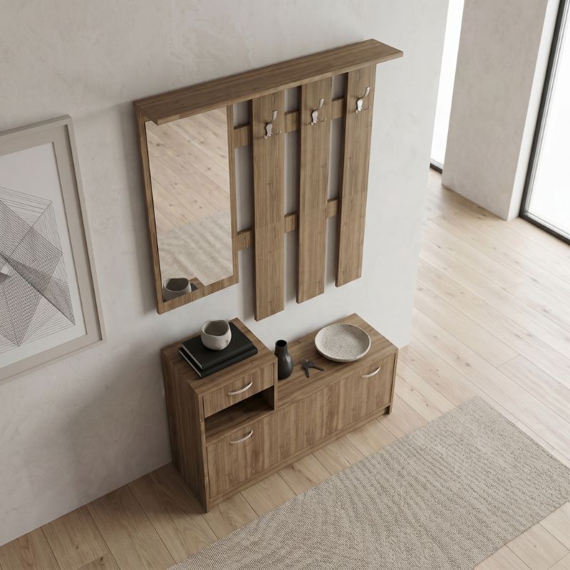 Έπιπλο εισόδου Raynold Megapap χρώμα καρυδί 100x30x180εκ.