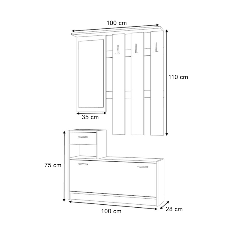 Έπιπλο εισόδου Raynold Megapap χρώμα καρυδί 100x30x180εκ.