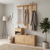 Έπιπλο εισόδου Raynold Megapap χρώμα φυσικό οξιάς 100x30x180εκ.