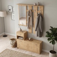Έπιπλο εισόδου Raynold Megapap χρώμα φυσικό οξιάς 100x30x180εκ.