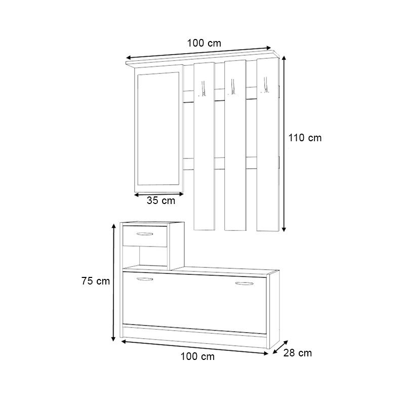 Έπιπλο εισόδου Raynold Megapap χρώμα φυσικό οξιάς 100x30x180εκ.