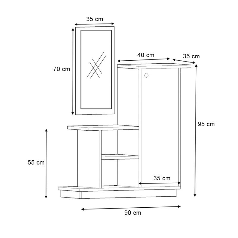 Έπιπλο εισόδου Cute Megapap χρώμα φυσικό οξιάς 90x35x95εκ.