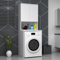 Έπιπλο πλυντηρίου Cozen Megapap χρώμα λευκό 65x60x178εκ.