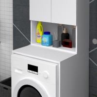 Έπιπλο πλυντηρίου Cozen Megapap χρώμα λευκό 65x60x178εκ.