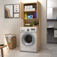 Έπιπλο πλυντηρίου Cozen Megapap χρώμα φυσικό οξιάς 65x60x178εκ.