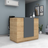 Γραφείο υποδοχής - reception Gemini Megapap χρώμα φυσικό οξιάς - ανθρακί 150x70x110εκ.