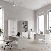 Ντουλάπα γραφείου με κλειδαριά επαγγελματική Venturo Megapap χρώμα λευκό 80x40x200εκ.
