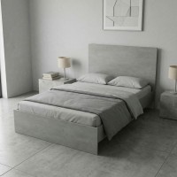 Κρεβάτι Troy Megapap χρώμα γκρι σκυροδέματος 120x200εκ.