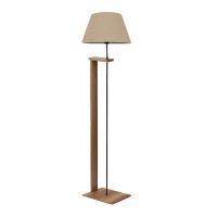 Φωτιστικό δαπέδου Moris Megapap MDF - ύφασμα PVC χρώμα καρυδί - μπεζ Φ38x150εκ.
