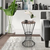 Τραπεζάκι βοηθητικό Girene Megapap μεταλλικό - Mdf χρώμα μαύρο - καρυδί 32x32x58εκ.