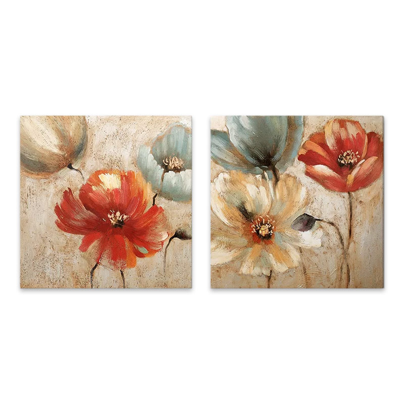 Πίνακες σε καμβά Flowers Megapap 2 τμχ. ψηφιακής εκτύπωσης 103x50x3εκ.