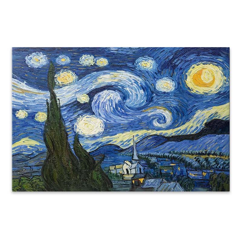 Πίνακας σε καμβά Starry Night Megapap ψηφιακής εκτύπωσης 100x70x3εκ.