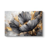 Πίνακας σε καμβά Flowers Whispering in the Night Megapap ψηφιακής εκτύπωσης 140x100x3εκ.