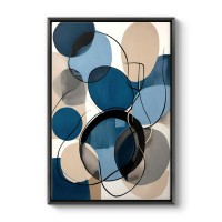 Πίνακας σε καμβά Blue and Beige Abstract Megapap ψηφιακής εκτύπωσης με κορνίζα χρώμα μαύρο 70x100x3εκ.