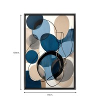 Πίνακας σε καμβά Blue and Beige Abstract Megapap ψηφιακής εκτύπωσης με κορνίζα χρώμα μαύρο 70x100x3εκ.