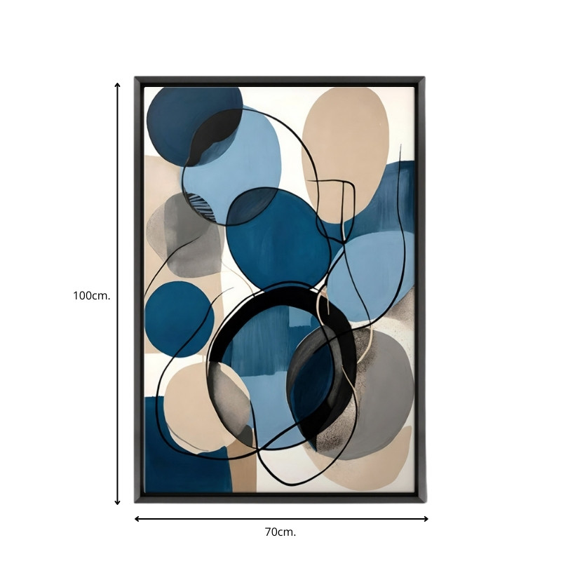 Πίνακας σε καμβά Blue and Beige Abstract Megapap ψηφιακής εκτύπωσης με κορνίζα χρώμα μαύρο 70x100x3εκ.