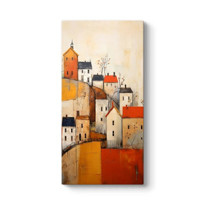 Πίνακας σε καμβά Houses on the Hill Megapap ψηφιακής εκτύπωσης 50x100x3εκ.