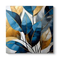 Πίνακας σε καμβά Botanical Leaves Megapap ψηφιακής εκτύπωσης 100x100x3εκ.