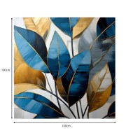 Πίνακας σε καμβά Botanical Leaves Megapap ψηφιακής εκτύπωσης 100x100x3εκ.