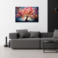 Πίνακας σε καμβά Pink Tree Megapap ψηφιακής εκτύπωσης 100x70x3εκ.