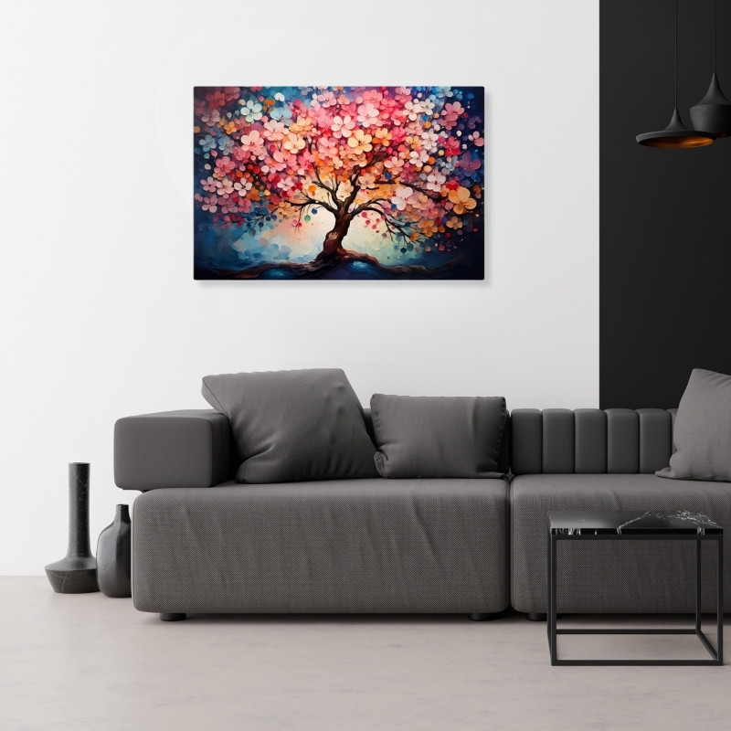Πίνακας σε καμβά Pink Tree Megapap ψηφιακής εκτύπωσης 100x70x3εκ.