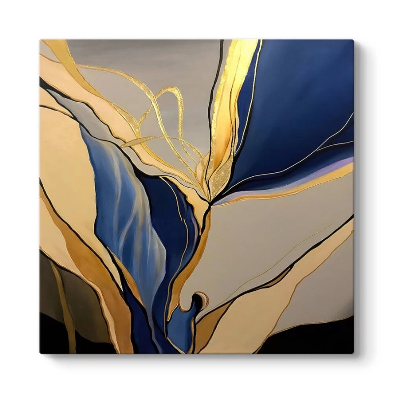 Πίνακας σε καμβά Dance of Gold and Blue Megapap ψηφιακής εκτύπωσης 100x100x3εκ.