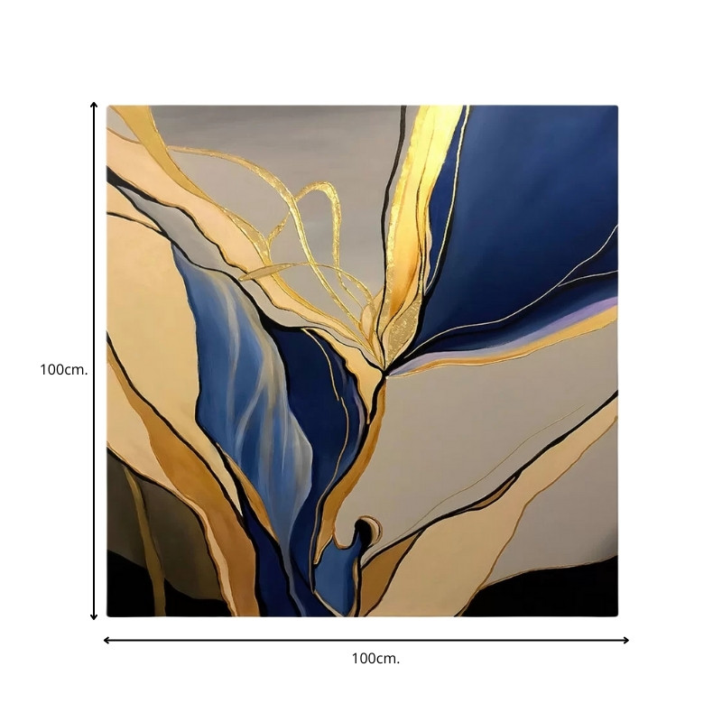 Πίνακας σε καμβά Dance of Gold and Blue Megapap ψηφιακής εκτύπωσης 100x100x3εκ.