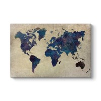 Πίνακας σε καμβά World Map Megapap ψηφιακής εκτύπωσης 125x80x3εκ.