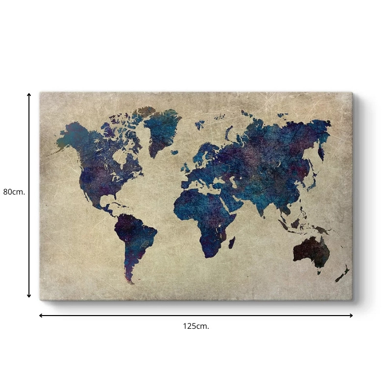 Πίνακας σε καμβά World Map Megapap ψηφιακής εκτύπωσης 125x80x3εκ.