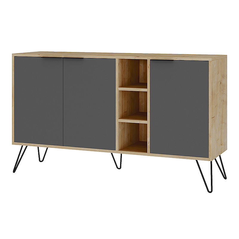 Μπουφές Clara Megapap χρώμα sapphire oak - ανθρακί 142x35,6x83εκ.