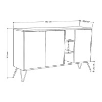 Μπουφές Clara Megapap χρώμα sapphire oak - ανθρακί 142x35,6x83εκ.