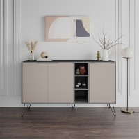 Μπουφές Clara Megapap χρώμα ανθρακί - ανοιχτή μόκα 142x35,6x83εκ.