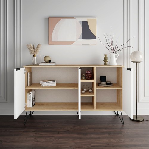 Μπουφές Clara Megapap χρώμα sapphire oak - λευκό 142x35,6x83εκ.