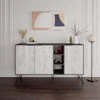 Μπουφές Clara Megapap χρώμα γκρι ρετρό - λευκό αντικέ 142x35,6x83εκ.