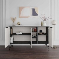 Μπουφές Clara Megapap χρώμα γκρι ρετρό - λευκό αντικέ 142x35,6x83εκ.
