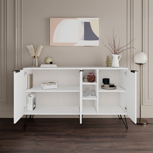 Μπουφές Clara Megapap χρώμα λευκό 142x35,6x83εκ.