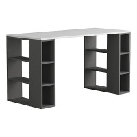 Γραφείο εργασίας Colmar Megapap χρώμα ανθρακί - λευκό 140x60x75εκ