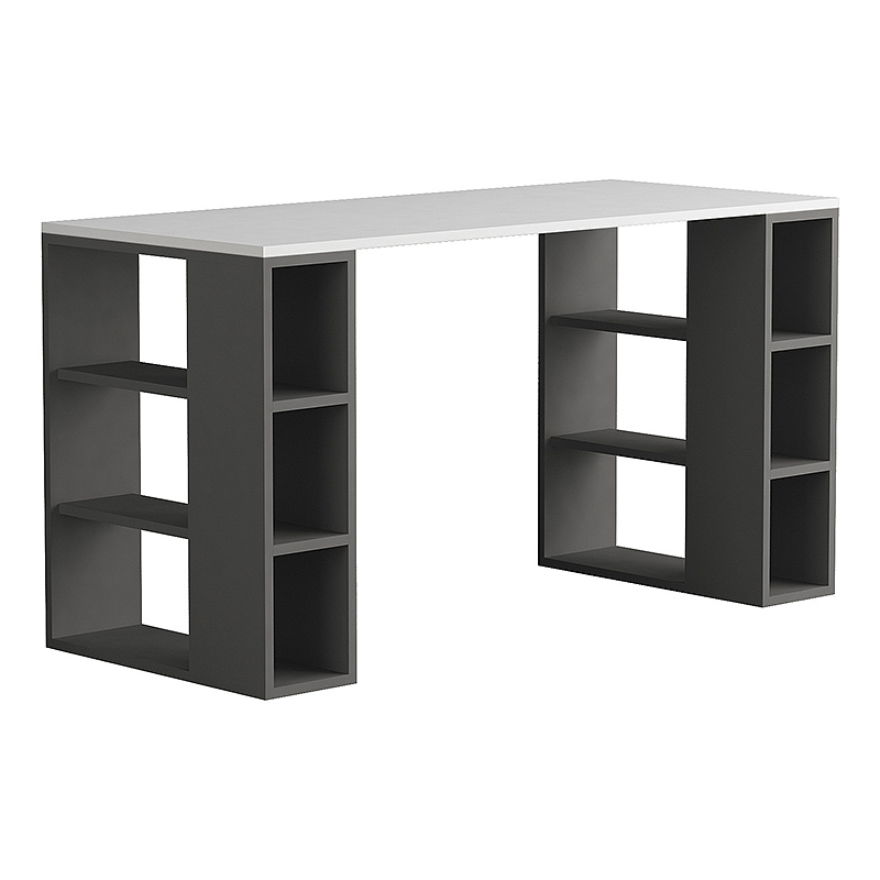 Γραφείο εργασίας Colmar Megapap χρώμα ανθρακί - λευκό 140x60x75εκ