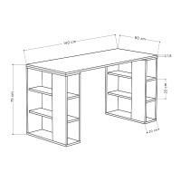 Γραφείο εργασίας Colmar Megapap χρώμα sapphire oak 140x60x75εκ