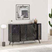 Μπουφές Dune Megapap χρώμα μαύρο εφέ μαρμάρου 123x35x77,4εκ.